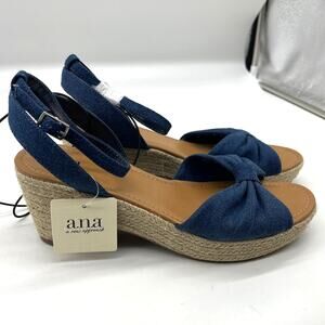 a.n.a Womens Dukes Heeled Sandals Denim Blue Size 11M